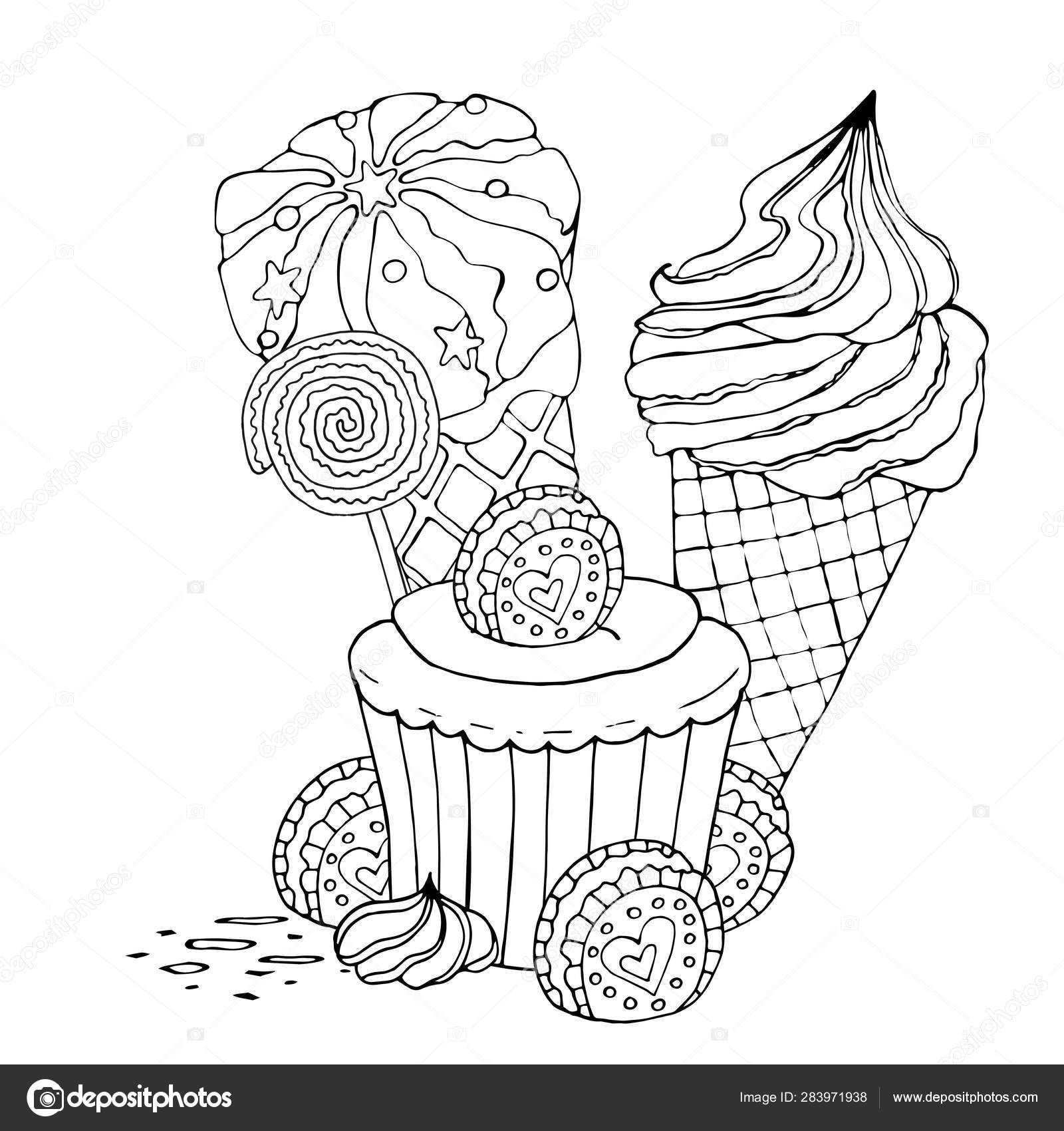 Desenho de bolo de cereja para colorir