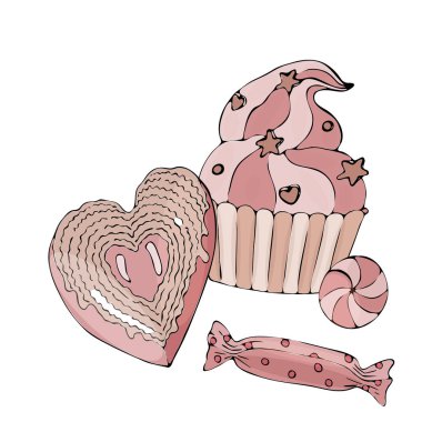 Vektör renkli tatlı beyaz izole