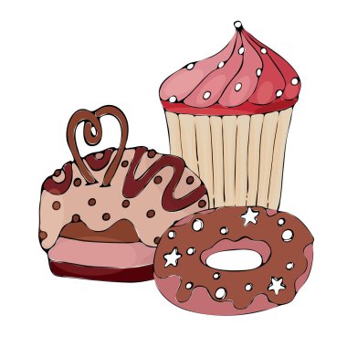 Vektör renkli tatlı beyaz izole