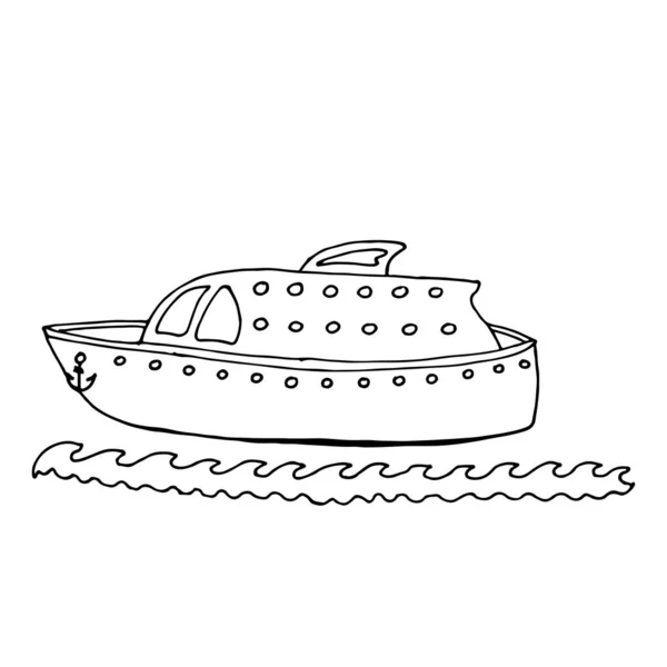 Black line ship or boat for coloring book — Stock Vector