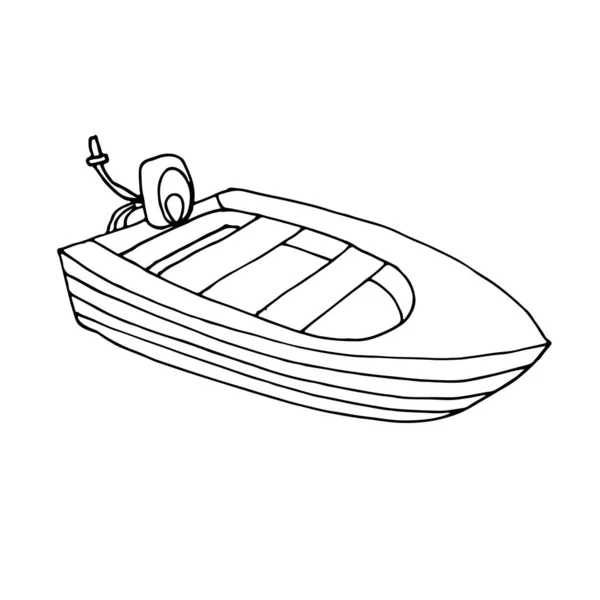 Barco o barco de línea negra para colorear libro — Archivo Imágenes Vectoriales
