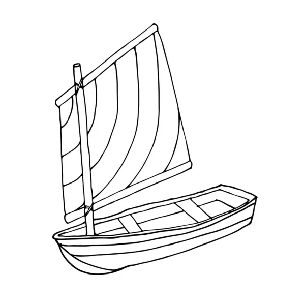 Siyah hat gemi veya boyama kitabı için tekne — Stok Vektör