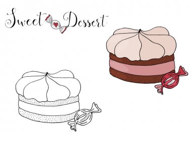 Beyaz arka plan üzerinde şeker ile Vektör izole tatlı