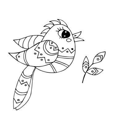 Boyama kitabı veya sayfaları için karikatür kuş