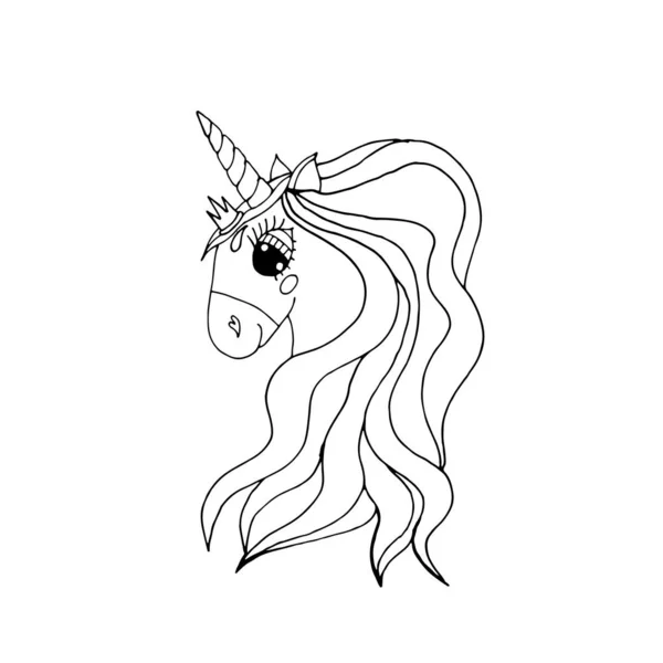 Zwarte lijn Unicorn voor coloring boek of pagina — Stockvector