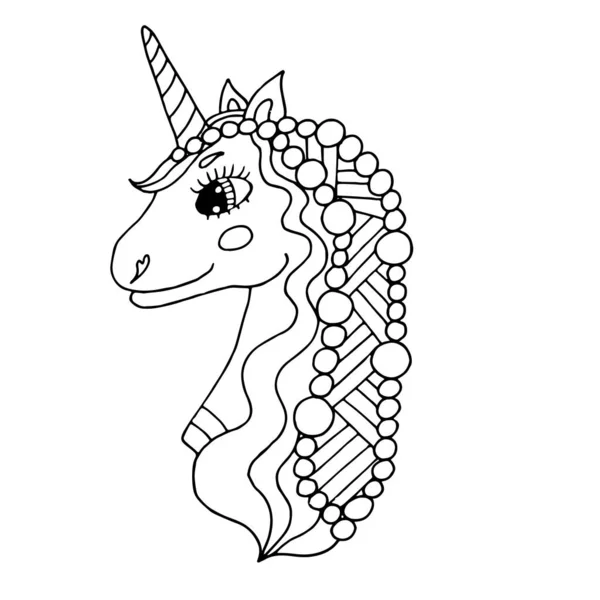 Black line Unicorn for coloring book or page — Stock Vector