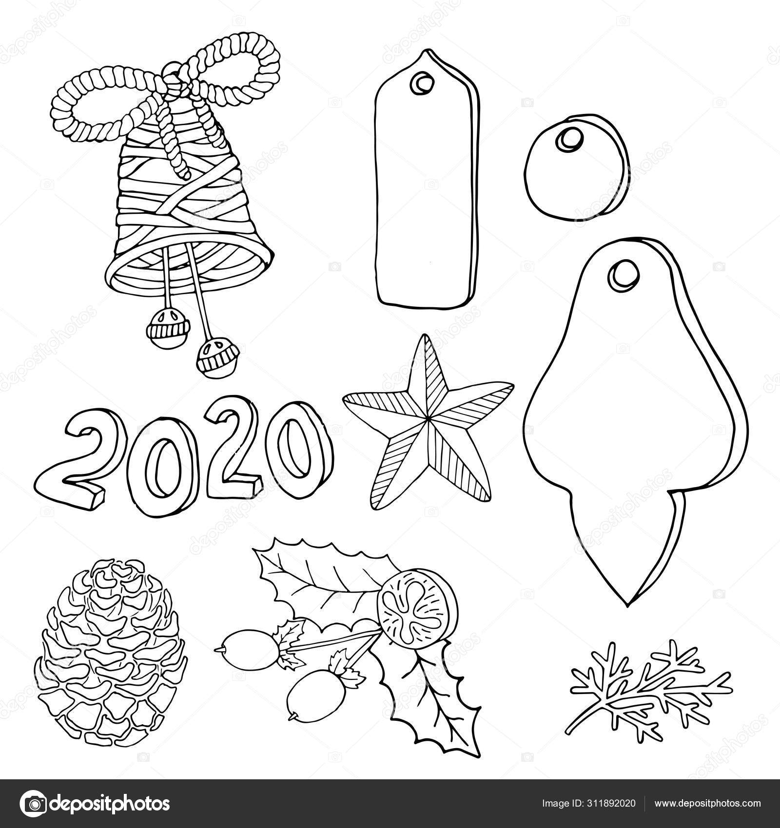 Christmas Or New Year 2020 Coloring Vector Page Stock Vector C Ellina200 Mail Ru 311892020