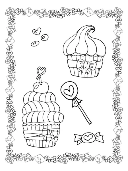 Wedding coloring page isolated with line art wreath — Stock Vector