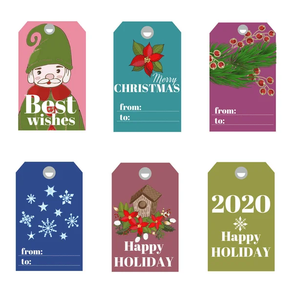 Noel etiketi veya rozet ve etiket tasarımı koleksiyonu — Stok Vektör