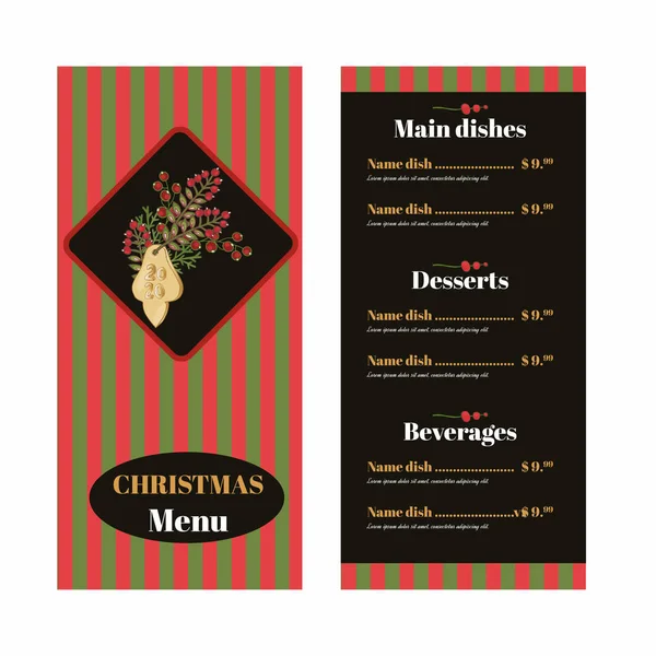 Καλά Χριστούγεννα Menu κάρτα πρότυπα διανυσματική απεικόνιση — Διανυσματικό Αρχείο