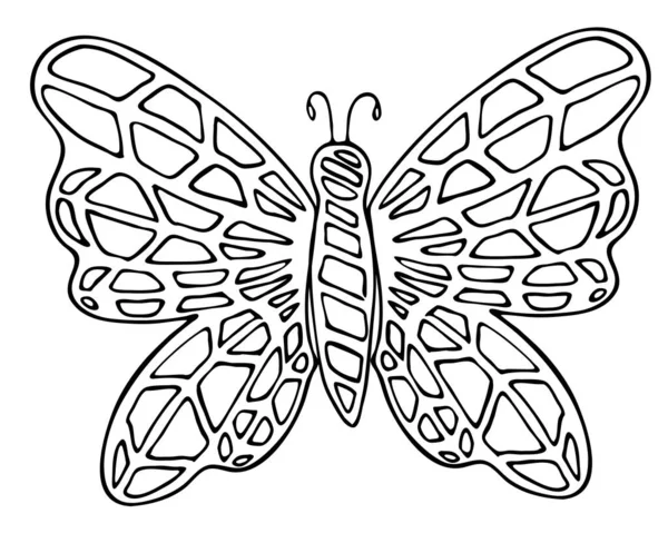 Abstrato Isolado Borboleta Linha Preta Para Tatuagem Livro Colorir Para —  Vetores de Stock