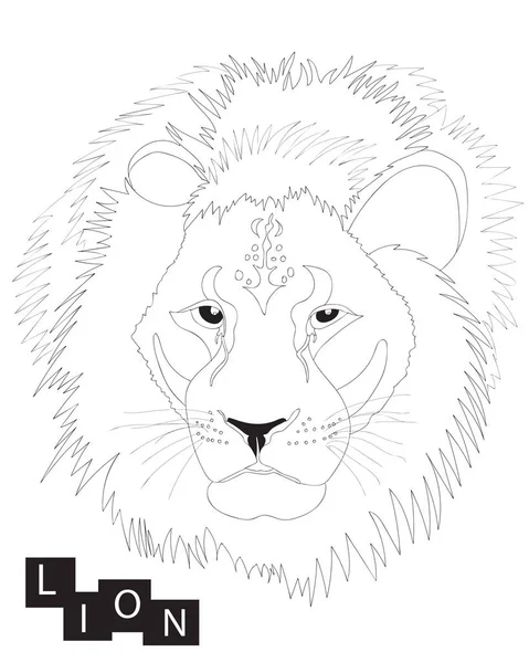 Lion Isolated White Background Line Lion Animal — Stock Vector