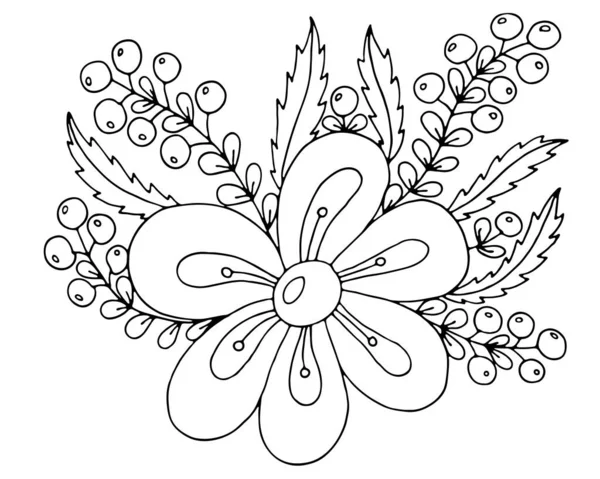 Art Line Flower Isolated White Background Coloring Flower Coloring Page — Stock Vector