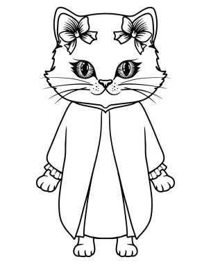 Sevimli kedi boyama kitabı ya da aktif sayfa. Kedi boyama kitabı. Hayvan vektörü