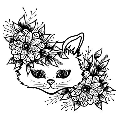 Sevimli kedi boyama kitabı ya da aktif sayfa. Kedi boyama kitabı. Hayvan vektörü