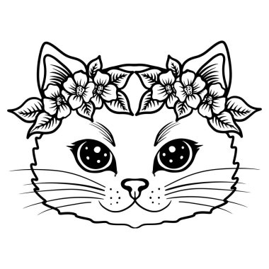 Sevimli kedi boyama kitabı ya da aktif sayfa. Kedi boyama kitabı. Hayvan vektörü