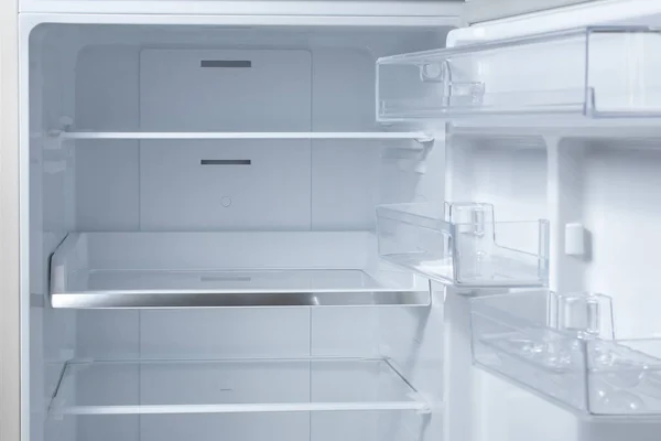 Opened Empty Refrigerator Refrigerator Open Empty Fridge Interior Close Empty — Stock Photo, Image