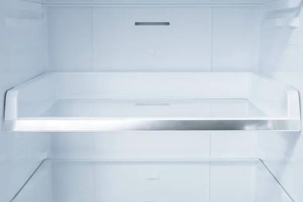 Fondo Estantes Vacíos Refrigerador Interior Nevera Limpia Vacía Con Estantes — Foto de Stock