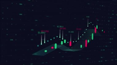 Dijital hisse senedi grafiği. grafik büyüme para birimleri ve tahvil özlü sözler