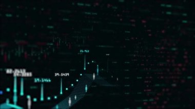 Dijital hisse senedi grafiği. grafik büyüme para birimleri ve tahvil özlü sözler