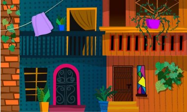 Vektör casas tradicionales koloridas 