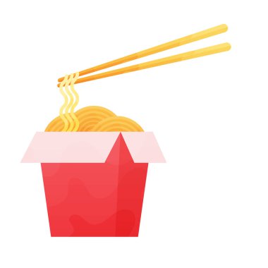 wok box food asian ramen ulak noodles illustration.
