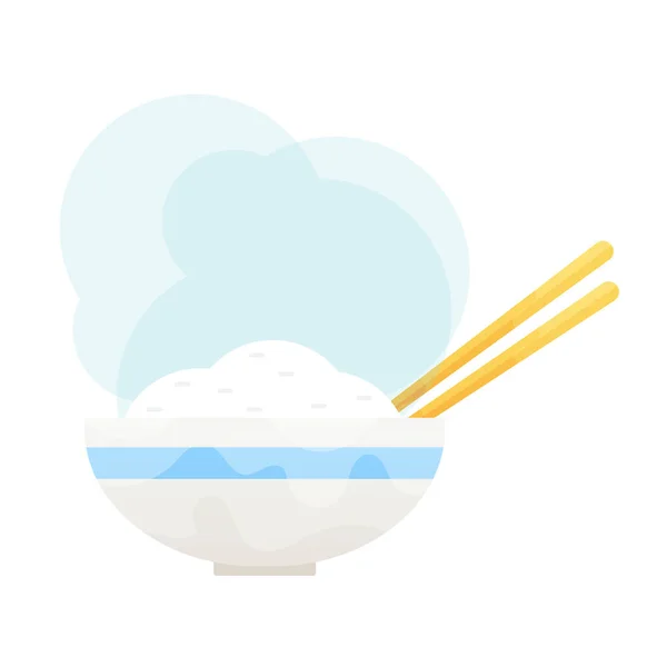 Rice in a bowl with chopstick isolated vector illustration. — Stock Vector