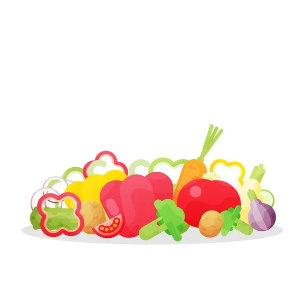 Vector illustration with fresh organic vegetables isolated on white background. — Stock Vector