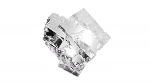 Кристалл соли, красивый и чистый, очень крупный план, очень подробная 3D анимация — стоковое видео