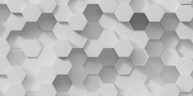 3d soyutlama geometrisi beyaz duvar altıgenleri işlemek