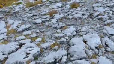 Burren İrlanda - hava drone uçuş toprak taş tipik