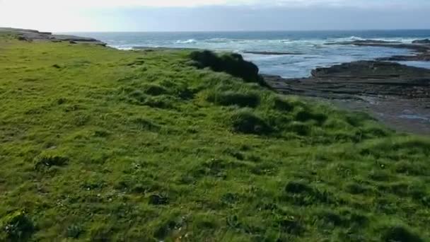 Atemberaubender Flug über die Klippen von Kilkee - Luftaufnahmen — Stockvideo