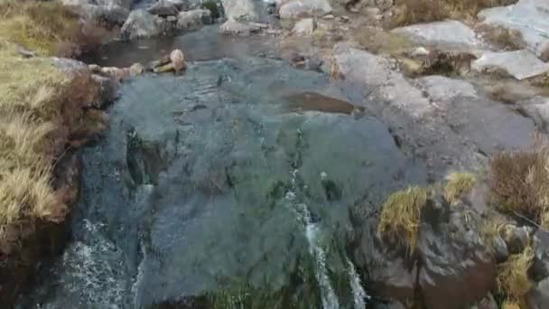 Waterfall at Conner Pass on Dingle Peninsula - aerial flight footage — Stock Video