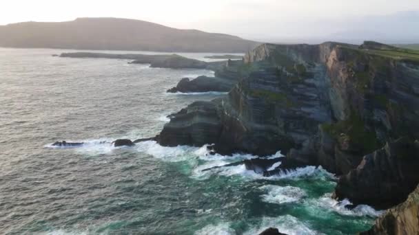 Vue imprenable sur les falaises Kerry sur la côte ouest irlandaise — Video