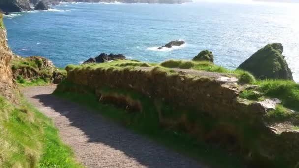 Belle jetée Dunquin à la péninsule de Dingle par une journée ensoleillée — Video