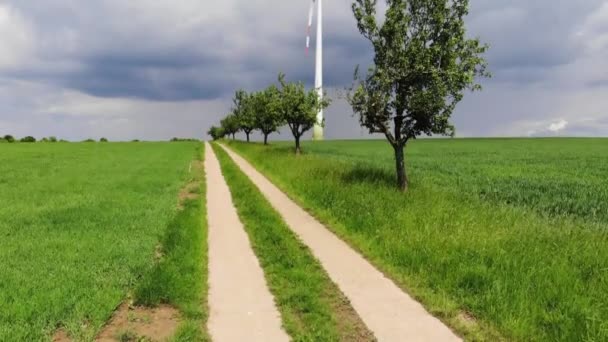 Vlucht over de mooie landerijen in het land - geweldig uitzicht over de natuur — Stockvideo