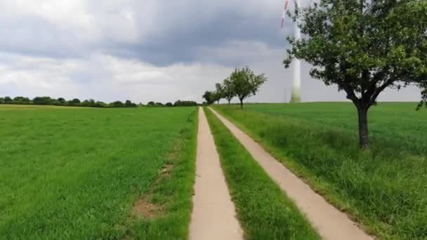 Flight over beautiful farmlands in the country - amazing view over the nature — Stock Video