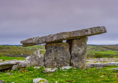 Ünlü Poulnabrone Dolmen mezar İrlanda Burren