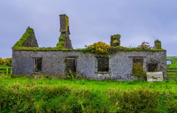 Belle ruine d'une maison en pierre irlandaise - vue typique en Irlande — Photo