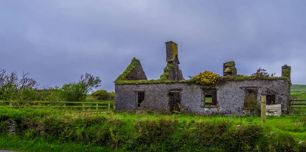 Schöne Ruine eines irischen Steinhauses - typische Aussicht in Irland — Stockfoto