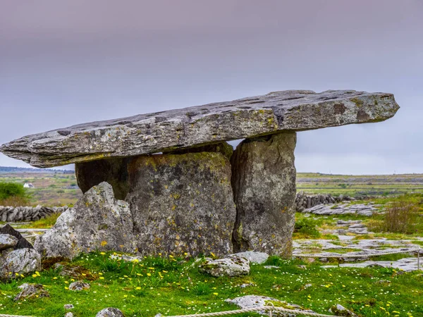 O famoso túmulo de Poulnabrone Dolmen no Burren da Irlanda — Fotografia de Stock
