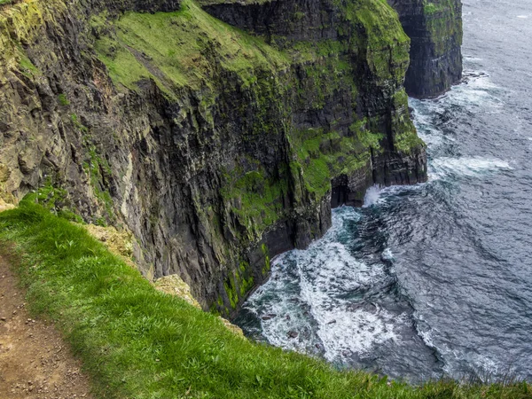 Świecie słynnych klifów Moher na atlantyckim wybrzeżu Irlandii — Zdjęcie stockowe