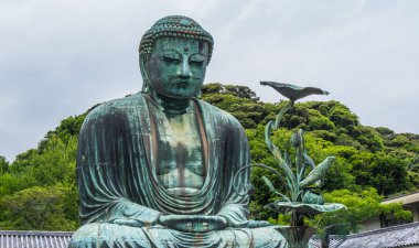 Ünlü büyük Buda Kamakura Daibutsu tapınak - Tokyo, Japonya - 12 Haziran 2018