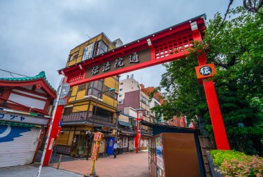 Eski geleneksel ahşap Japon tarihi bölgesinde Tokyo Asakusa - Tokyo, Japonya - 12 Haziran 2018 evler.