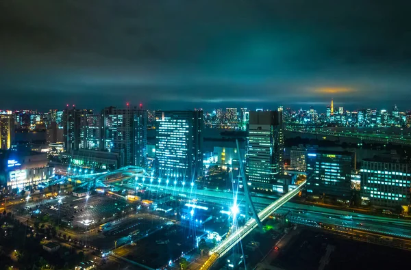 Tokyo gece - güzel şehir ışıkları - Tokyo, Japonya tarafından - 12 Haziran 2018 üzerinde havadan görünümü — Stok fotoğraf