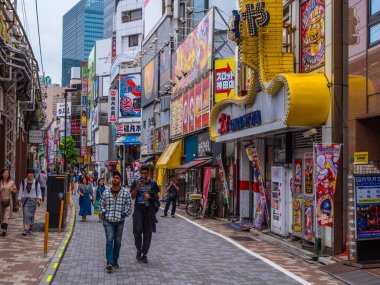 Meşgul bölge, Tokyo Shinjuku Tokyo, Japonya - 17 Haziran 2018
