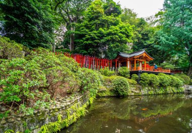 Nezu Jinja tapınak - Tokyo Bunkyo içinde ünlü Shinto tapınak - Tokyo, Japonya - 17 Haziran 2018