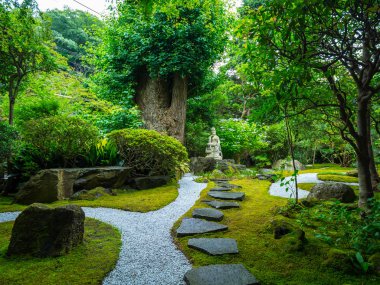 Güzel küçük Japon Bahçe Kamakura - Tokyo, Japonya - 17 Haziran 2018