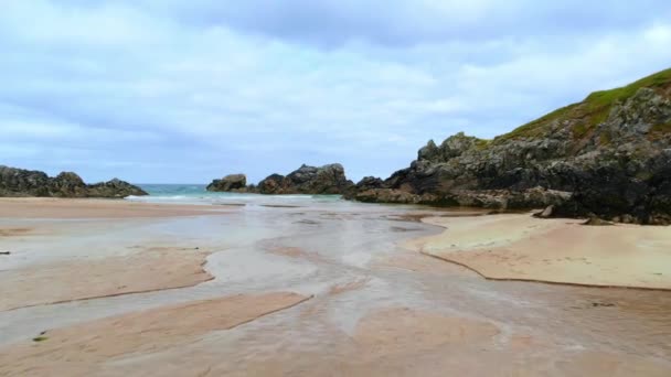 Durness İskoçya Highlands, şaşırtıcı Sango Sand Plajı — Stok video