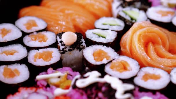 Selection of Sushi and Japanese food — Stock Video